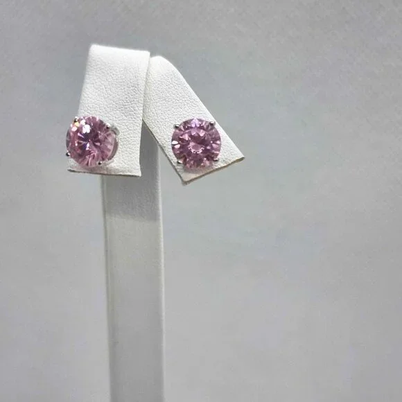 NEW Sterling SIlver 925 PINK GemStone Studs - Earrings - Picture 3 of 5